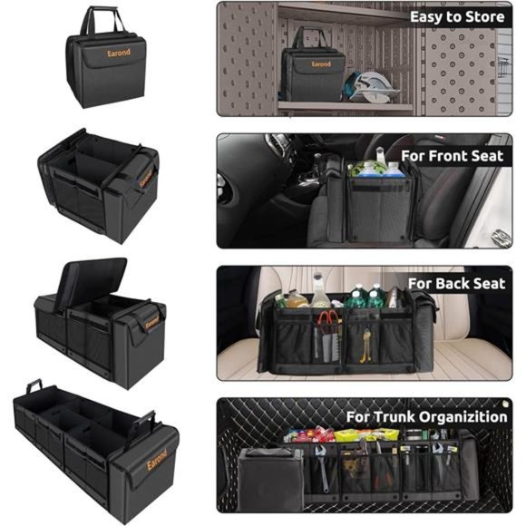 Car Trunk Organizer with Portable Leakproof Cooler Bag,Foldable Cover,Adjustable - Picture 3 of 7